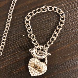 Coach silver bracelet and necklace set